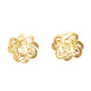 Chanel CC Heart Cross Clip On Earrings